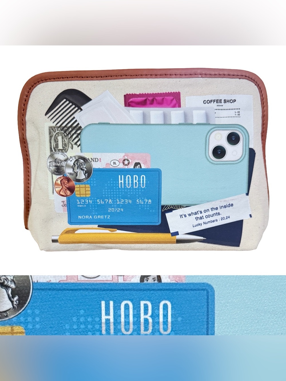 HOBO Limited Edition Cosmetic Pouch With Tromp L Oeil